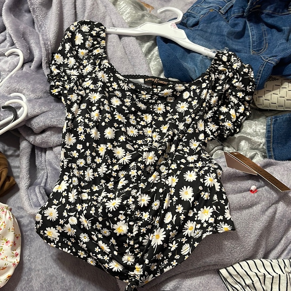 Black with white flowers